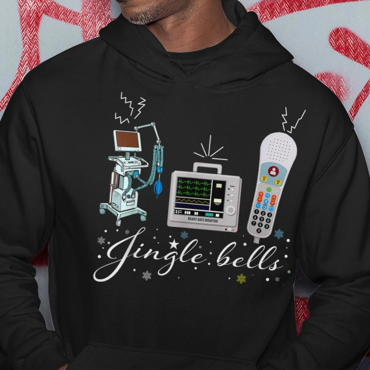 Jingle Bell Telemetry Nurse Christmas Crew Tele Tech Xmas Men Hoodie Graphic Print Hooded Sweatshirt Funny Gifts
