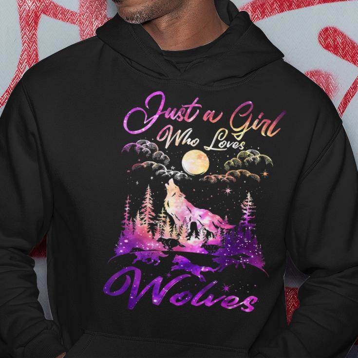 Just A Girl Who Loves Wolves Watercolor Cute Wolf Lover Gift Hoodie Unique Gifts