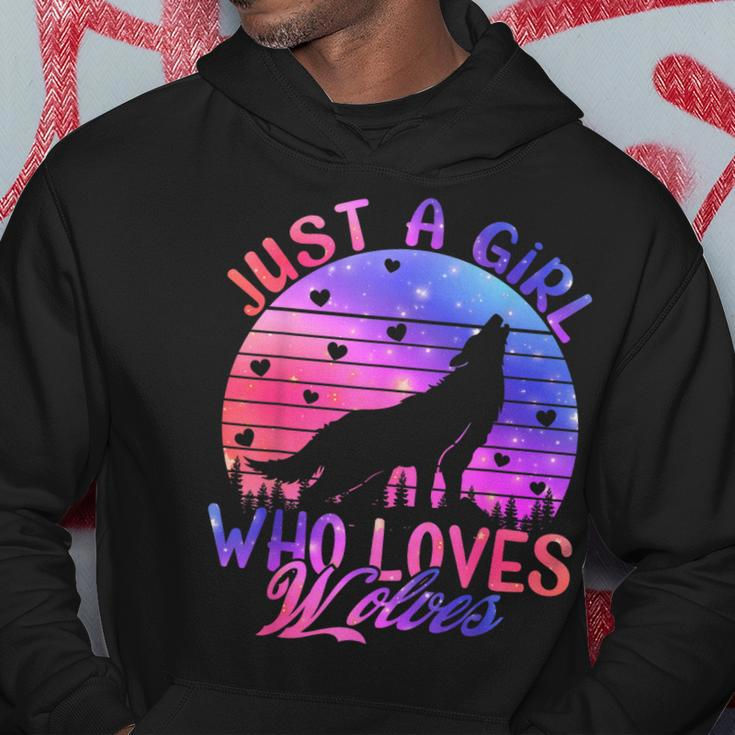Just A Girl Who Loves Wolves Watercolor Cute Wolf Lover Gift Hoodie Unique Gifts