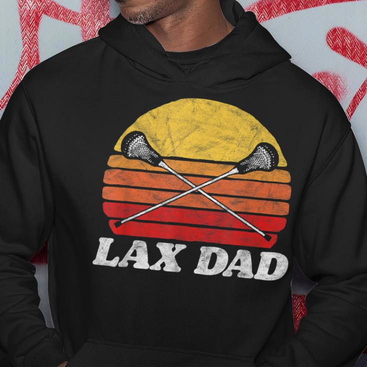 Lax Dad Vintage X Crossed Lacrosse Sticks 80S Sunset Retro Hoodie Funny Gifts