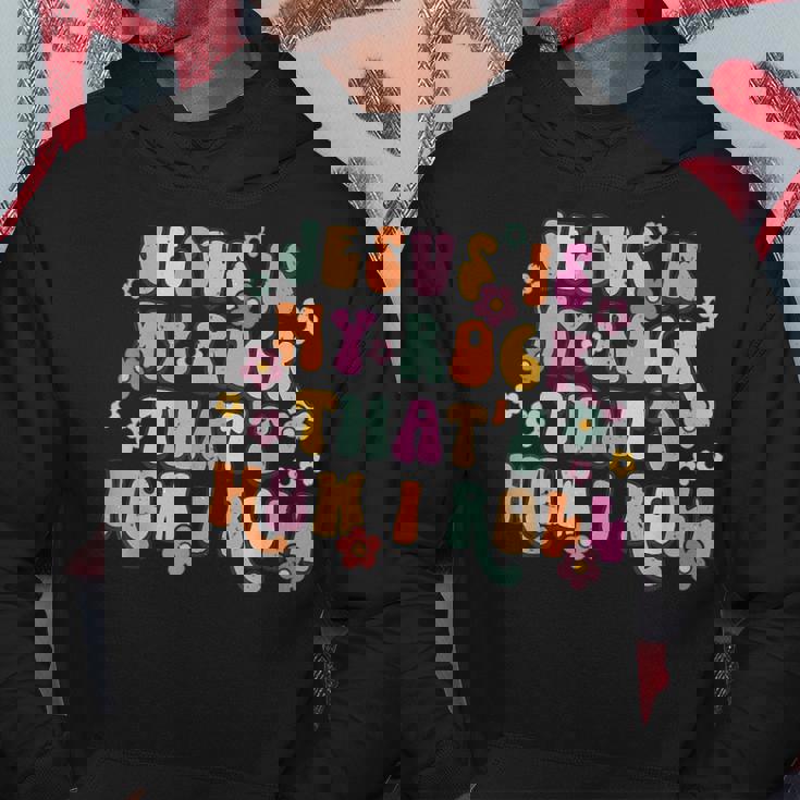 Leopard Jesus Is My Rock And That Is How I Roll Retro Groovy Hoodie Unique Gifts
