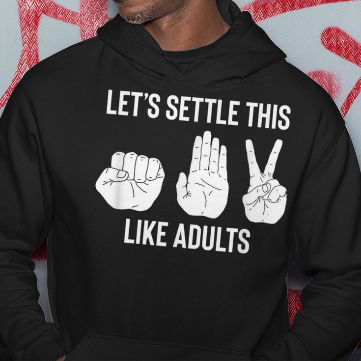 Lets Settle This Like Adults Funny Rock Paper Scissor Hoodie Unique Gifts