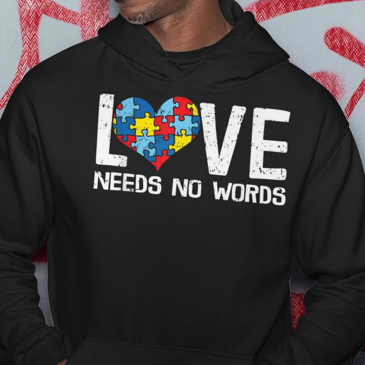 Love Needs No Words Autism Puzzle Heart Wear Your Blue April Hoodie Unique Gifts