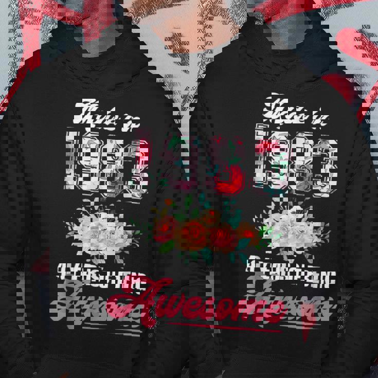 Made In 1983 Floral 40 Year Old 40Th Birthday Gifts Women Hoodie Personalized Gifts