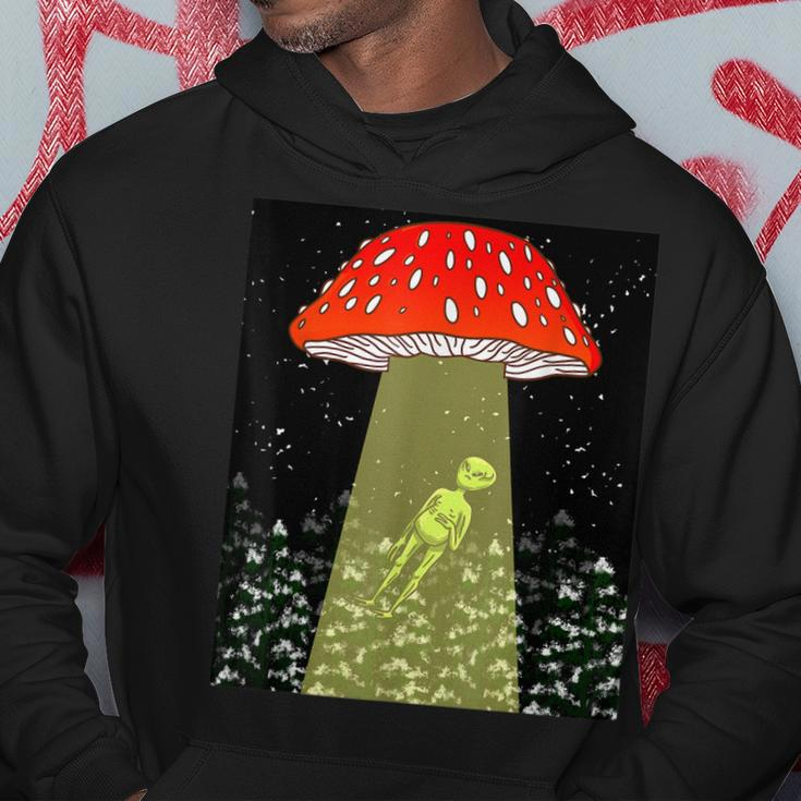 Magic Mushroom Ufo Alien Abduction Funny Et Space Pun Men Hoodie Graphic Print Hooded Sweatshirt Funny Gifts
