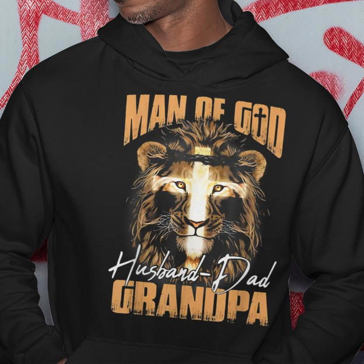 Man Of God Lion Husband Dad Grandpa Christian Fathers Day Hoodie Funny Gifts