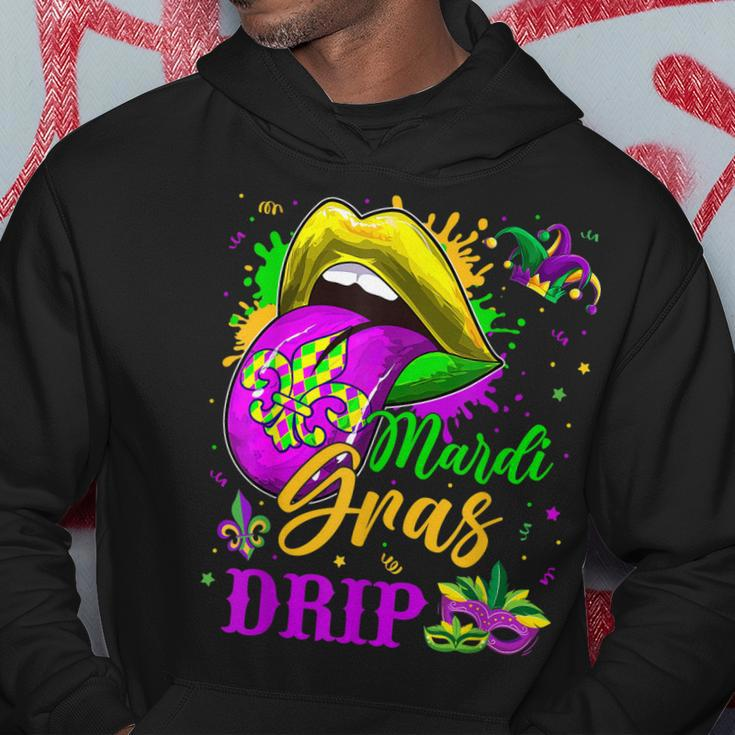 Mardi Gras Dripping Lips Funny Mardi Gras Drip Colors V2 Hoodie Funny Gifts