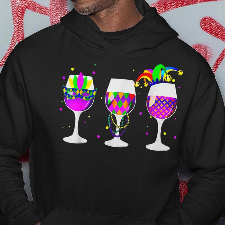 Mardi Gras Glass Of Wine Funny Drinking Wine For Men Women Hoodie Funny Gifts