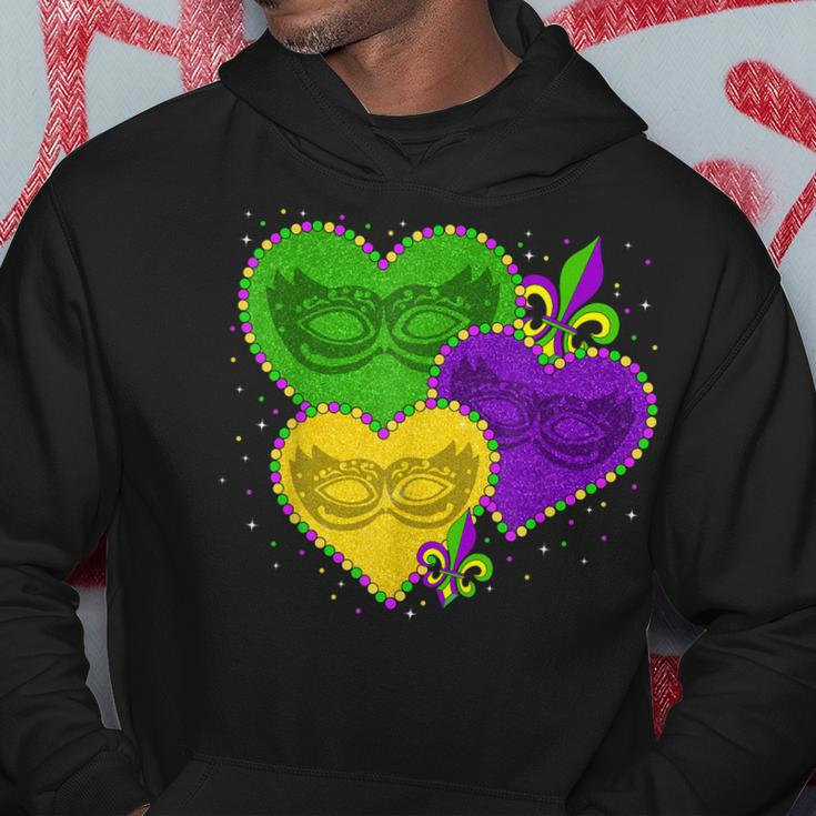 Mardi Gras Heart Fleur-De-Lys Symbol Funny Mardi Gras Hoodie Funny Gifts