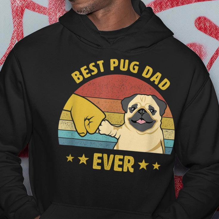 Mens Cute Best Pug Dad Ever Proud Vintage Puppy Lover Pug Retro Hoodie Funny Gifts