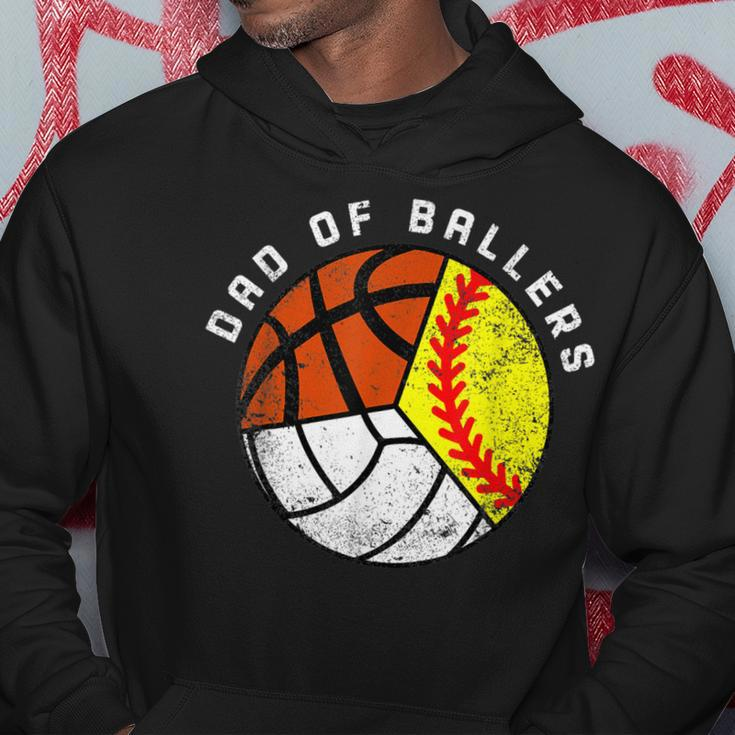 Mens Dad Of Ballers Funny Softball Volleyball Basketball Dad Hoodie Unique Gifts