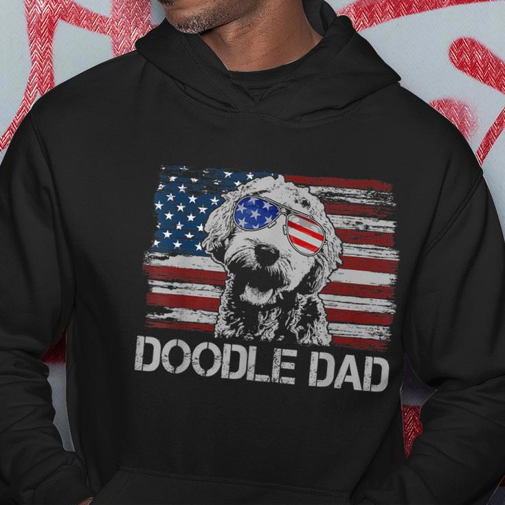 Mens Doodle Dad Goldendoodle Dog American Flag 4Th Of July Hoodie Unique Gifts