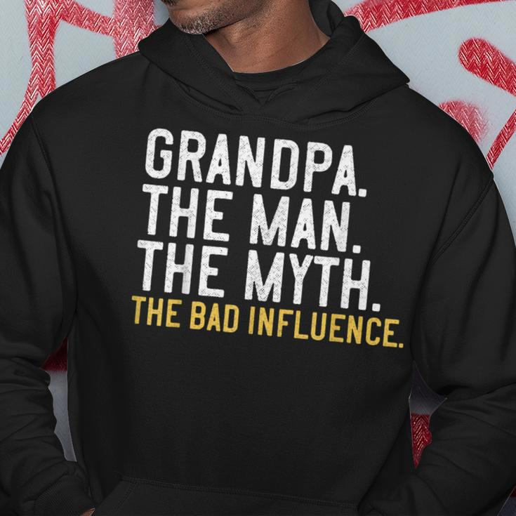 Mens Fathers Day Gift Grandpa The Man The Myth The Bad Influence Hoodie Funny Gifts