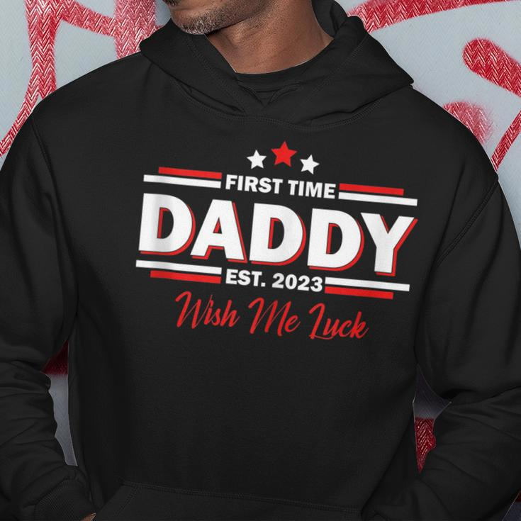 Mens First Time Daddy Est 2023 Wish Me Luck | Fathers Day Hoodie Personalized Gifts