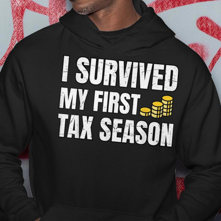 Mens Funny Tax Season I Survived My First Tax Season Humor Hoodie Unique Gifts