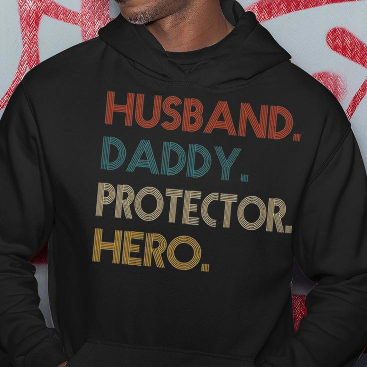 Mens Husband Daddy Protector Hero Fathers Day Gift Dad Son Hoodie Funny Gifts