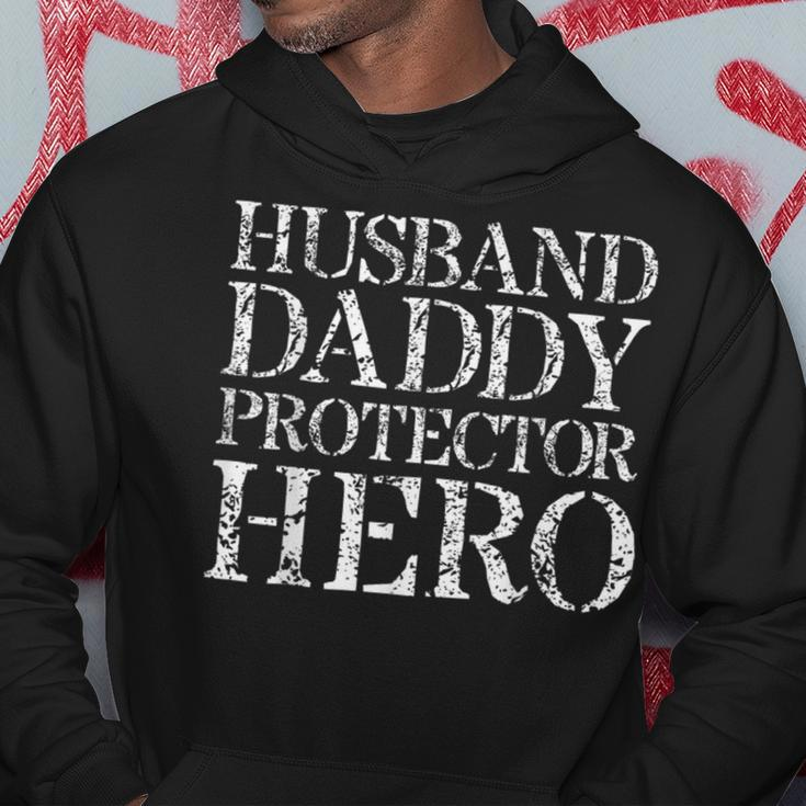 Mens Husband Daddy Protector Hero Funny Husband Gifts From Wife Men Hoodie Graphic Print Hooded Sweatshirt Funny Gifts