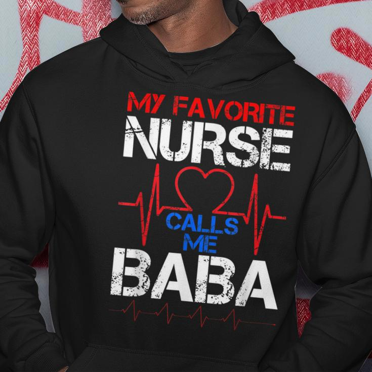 Mens My Favorite Nurse Calls Me Baba Cool Vintage Nurse Dad Hoodie Funny Gifts
