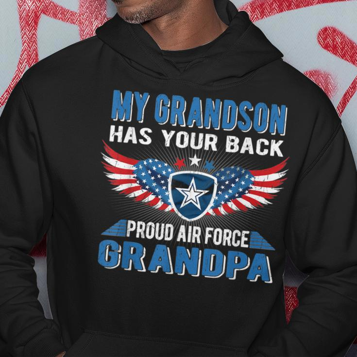 Mens My Grandson Has Your Back Proud Air Force Grandpa Military Hoodie Funny Gifts