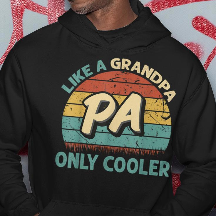 Mens Pa Like A Grandpa Only Cooler Vintage Dad Fathers Day Hoodie Funny Gifts