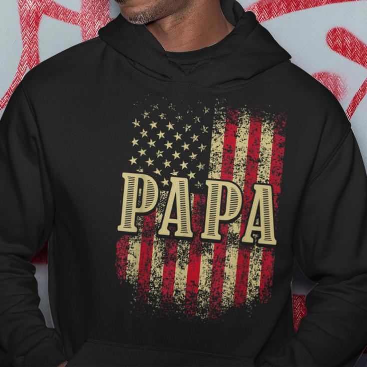 Mens Papa American Flag Patriotic Grandfather Funny Pops Grandpa Hoodie Unique Gifts