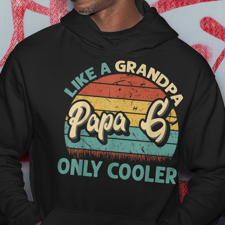 Mens Papa G Like A Grandpa Only Cooler Vintage Dad Fathers Day Hoodie Funny Gifts