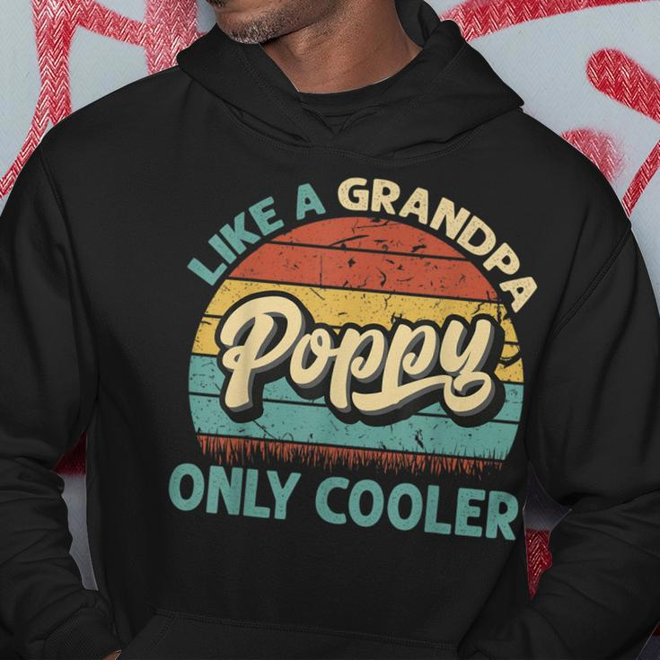Mens Poppy Like A Grandpa Only Cooler Vintage Dad Fathers Day Hoodie Funny Gifts
