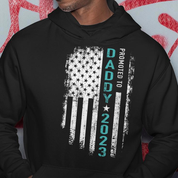 Mens Promoted To Daddy 2023 Us American Flag For New Dad To Be Hoodie Personalized Gifts