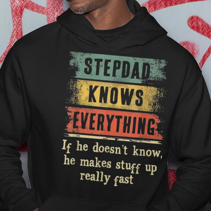 Mens Stepdad Knows Everything Grandpa Fathers Day Gift Hoodie Funny Gifts