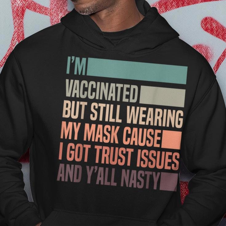 Mens Vaccinated Masked For Men Funny Joke Get Vaccinated Men Hoodie Graphic Print Hooded Sweatshirt Funny Gifts