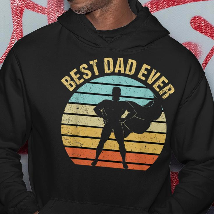 Mens Vintage Best Dad Ever Superhero Fathers Day Hoodie Funny Gifts