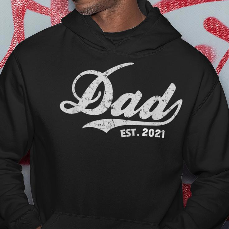 Mens Vintage Fathers Day Promoted To Dad Est 2021 Hoodie Funny Gifts