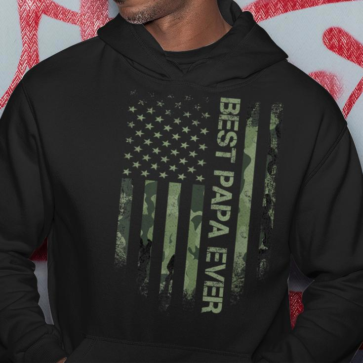 Mens Vintage Usa American Camo Flag Best Papa Ever Distressed Hoodie Funny Gifts