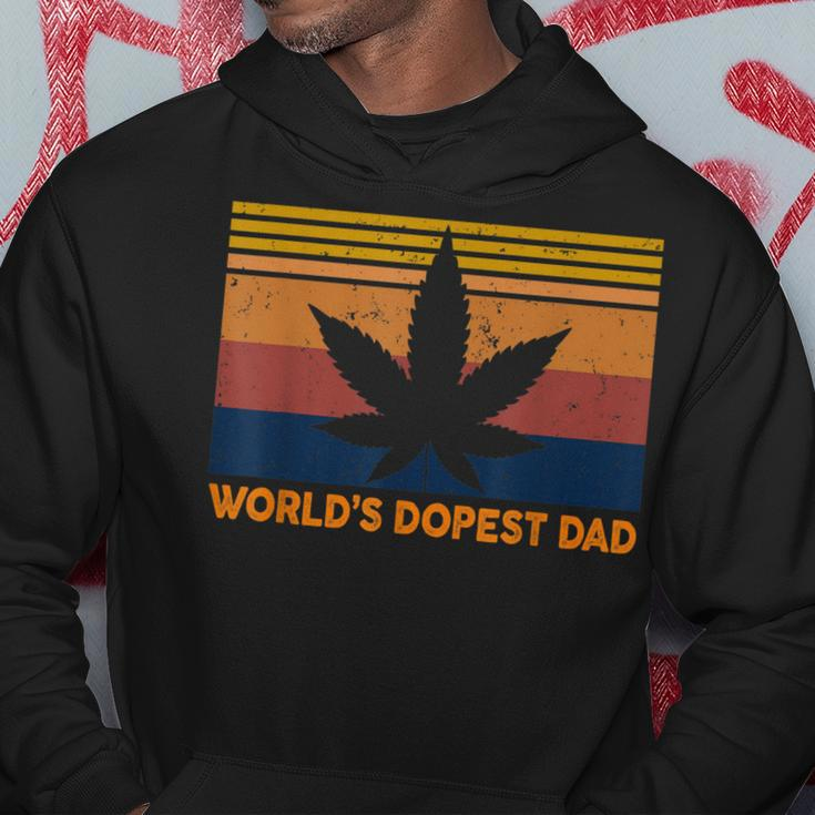Mens Worlds Dopest Dad Weed Cannabis 420 Vintage Gift Men Hoodie Graphic Print Hooded Sweatshirt Funny Gifts