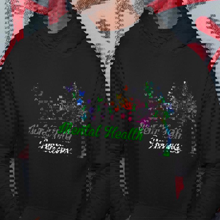 Mental Health Awareness Butterfly Tree Hoodie Unique Gifts