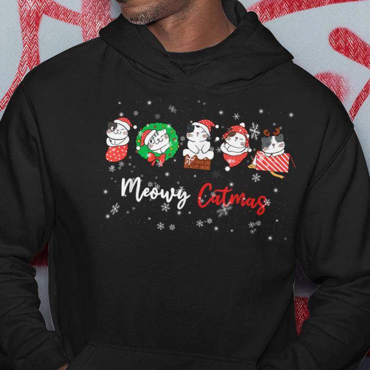 Meowy Catmas Funny Christmas Cat Kitten Lover Kids Mom Dad Hoodie Unique Gifts