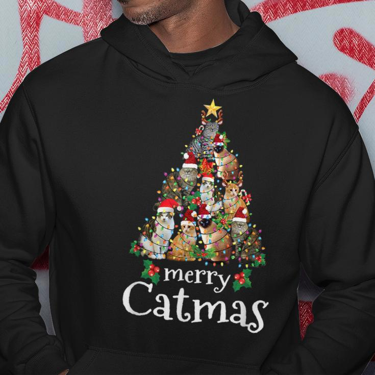 Merry Catmas Funny Cat Mom Cat Dad Christmas Cat Men Hoodie Graphic Print Hooded Sweatshirt Funny Gifts