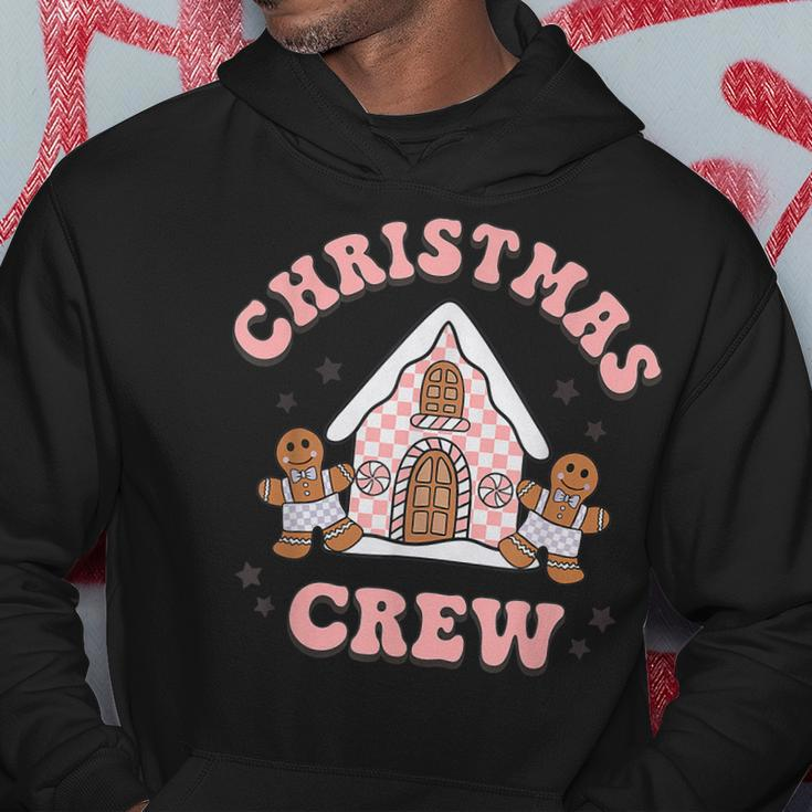 Merry Christmas Crew Gingerbread House Xmas Vibes Men Hoodie Graphic Print Hooded Sweatshirt Funny Gifts