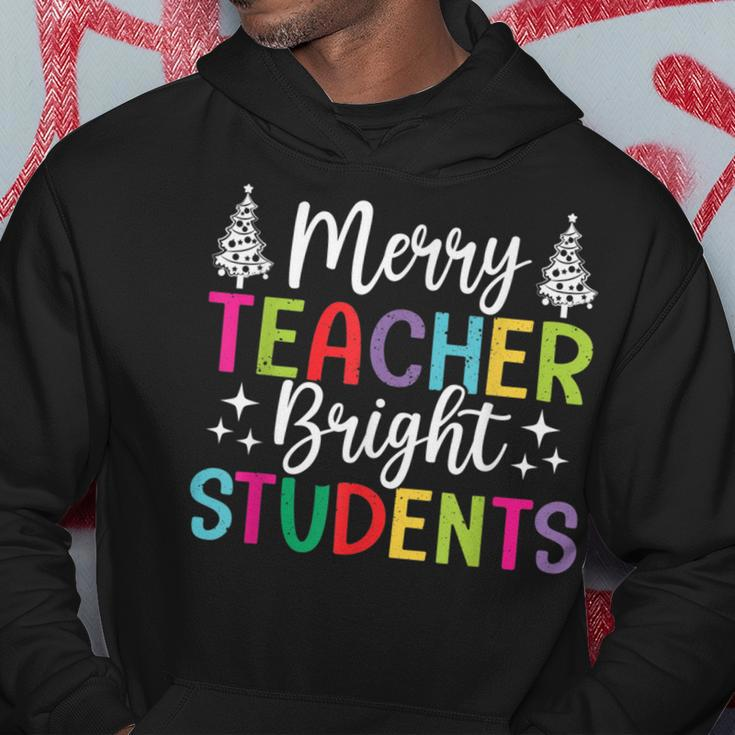 Merry Teacher Bright Students Cute Christmas Teacher Xmas Men Hoodie Graphic Print Hooded Sweatshirt Funny Gifts