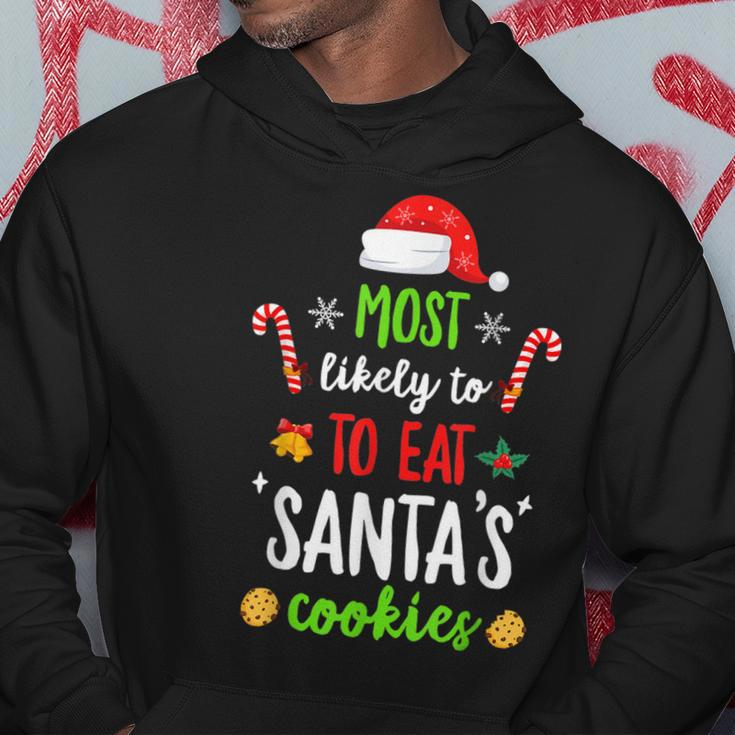 Most Likely To Eat Santas Cookies Family Christmas Holiday V5 Men Hoodie Graphic Print Hooded Sweatshirt Funny Gifts