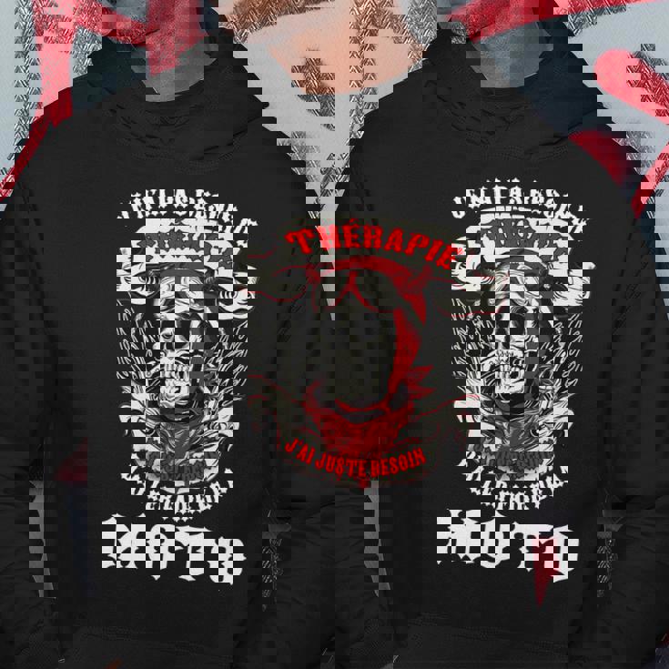 Motorrad-Enthusiasten Hoodie Totenkopf & Ich brauche keine Therapie Lustige Geschenke