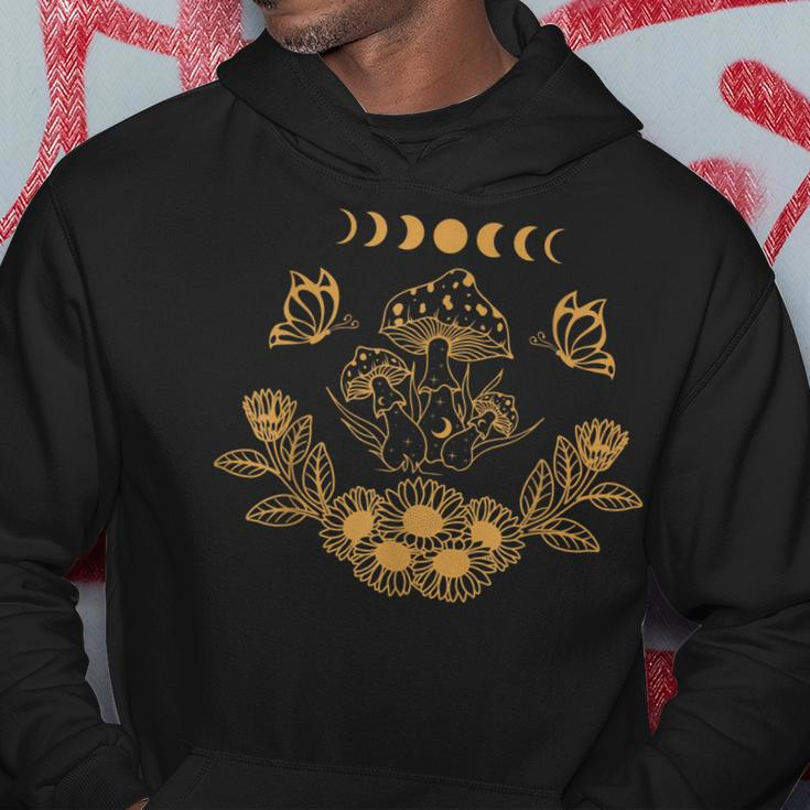 Mushroom & Butterfly With Floral Design And Moon Phase Hoodie Unique Gifts