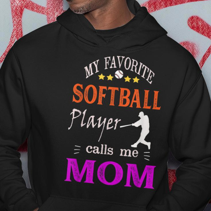 My Favorite Softball Player Calls Me Mom V2 Men Hoodie Graphic Print Hooded Sweatshirt Funny Gifts