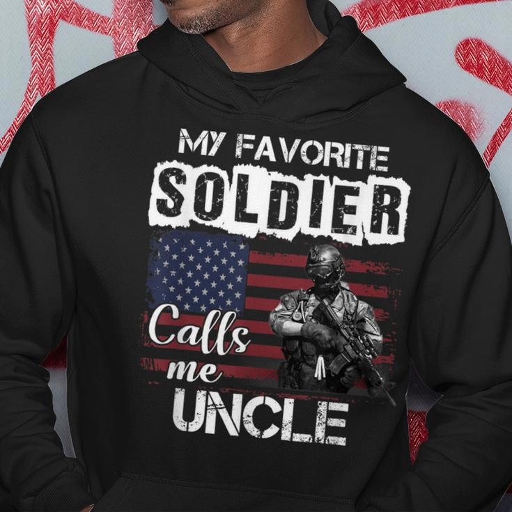 My Favorite Soldier Calls Me Uncle Army Veteran Men Hoodie Graphic Print Hooded Sweatshirt Funny Gifts