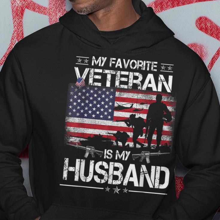 My Favorite Veteran Is My Husband - Flag Father Veterans Day Hoodie Funny Gifts