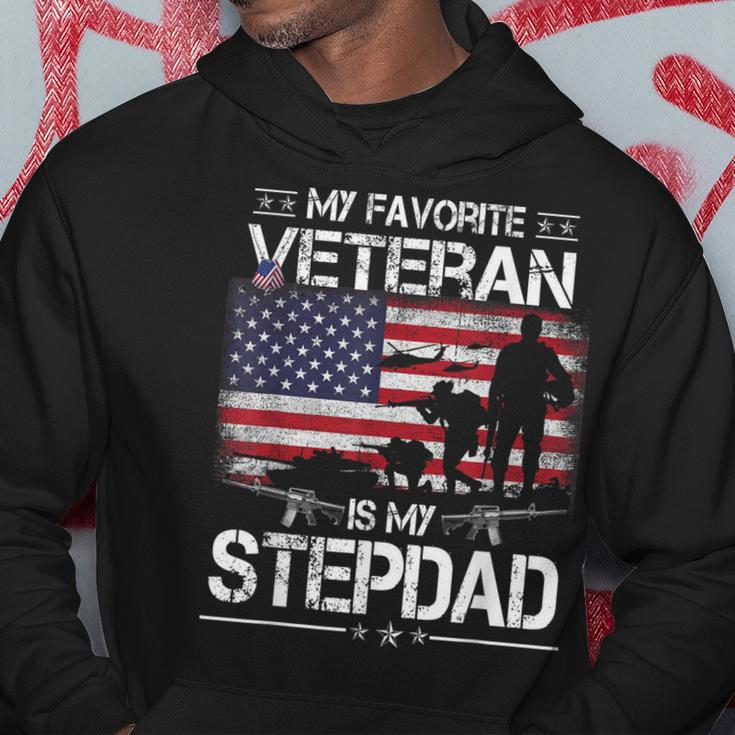 My Favorite Veteran Is My Stepdad - Flag Father Veterans Day Hoodie Funny Gifts