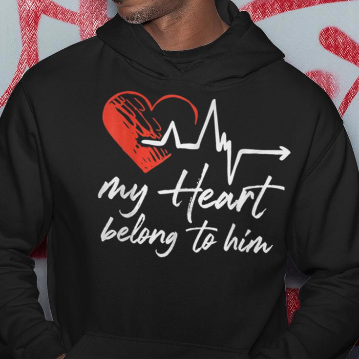 My Heart Belong To Him Couple Awesome Funny Valentine Hoodie Funny Gifts