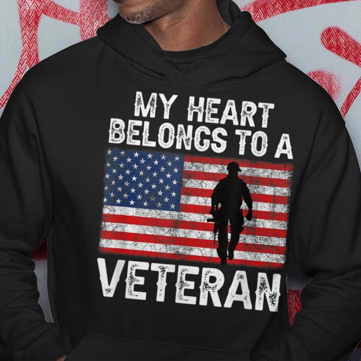 My Heart Belongs To A Veteran Army Veteran Fathers Day Hoodie Funny Gifts