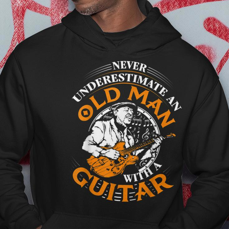 Never Underestimate An Old Man With A Guitar Grandpa Top Gift For Mens Hoodie Unique Gifts