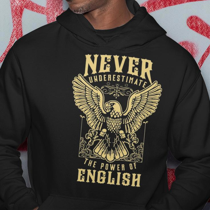 Never Underestimate The Power Of English Personalized Last Name Hoodie Funny Gifts